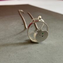 Pomegranates - double-sided silver necklace with pomegranates and precious stones - designer jewelry - MADE TO ORDER