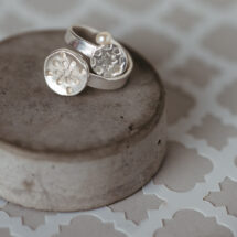 Treasure of Morocco - adjustable silver ring with exotic pattern, freshwater pearl - MOROCCO collection - designer jewelry - MADE TO ORDER