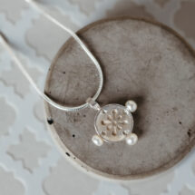 Treasure of Morocco - silver pendant with exotic pattern, three freshwater pearls - MOROCCO collection - designer jewelry - MADE TO ORDER