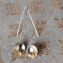 Terrarium - dangling silver earrings with gold-plated plants - designer jewelry - MADE TO ORDER