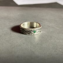 The Spirit of the Forest - silver ring with a rustic finish and large tsavorite stone - MADE TO ORDER