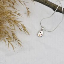 Tricolor Amorphous - Fire - small silver pendant and necklace with ruby, garnet and sapphire gemstones - MADE TO ORDER