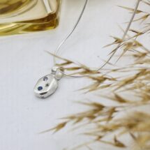 Tricolor Amorphous - Water - tiny silver pendant and necklace with sapphire and amethyst gemstones - MADE TO ORDER