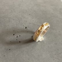 Gold river - silver ring with gold-plated recess and tiny diamond - designer jewelry - MADE TO ORDER