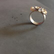 Flower Meadow - silver ring with flowers and white freshwater pearls - MADE TO ORDER