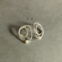 Loop with pearl - stud earrings with freshwater pearls - designer jewelry - MADE TO ORDER
