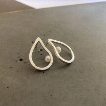 Drop - stud silver earrings with freshwater pearls - designer jewelry - MADE TO ORDER