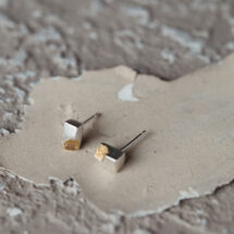 Absence - tiny silver earring with gold-plated part - designer jewelry - MADE TO ORDER