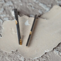 Absence - long silver earrings with gold-plated parts - designer jewelry - MADE TO ORDER