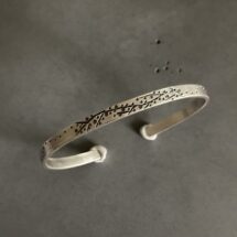 Blooming branch - adjustable silver bracelet with a blooming tree branch pattern on the surface - designer jewelry, MADE TO ORDER