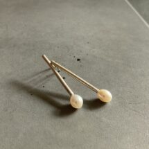 White drop - stud earrings with freshwater pearls in white - designer jewelry