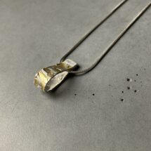 GOLDBERG - drop-shaped silver necklace with blue dye pattern, gold plating - designer jewelry - MADE TO ORDER