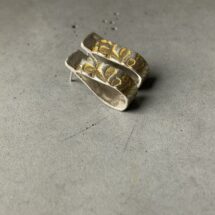 GOLDBERG - drop-shaped silver stud earrings with blue dye pattern, gold plating - designer jewelry - MADE TO ORDER