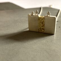 Over there, on the other side of the river (Sztüx) - silver necklace with tiny people and a gold-plated river - designer jewelry - MADE TO ORDER