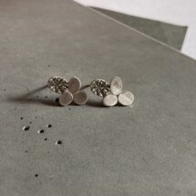 Rustic trinket with oval beads - silver stud earrings with a rustic finish - designer jewelry