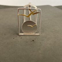 Birds at sunset - silver necklace with gold-plated birds - designer jewelry - MADE TO ORDER
