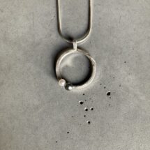 Wreath with pearls - twisted round silver pendant with freshwater pearls - designer jewelry - MADE TO ORDER
