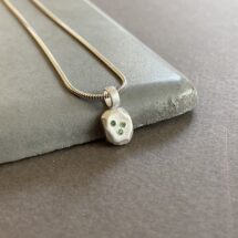 Green Amorphous - tiny silver pendant and necklace with green tsavorite gemstones - MADE TO ORDER