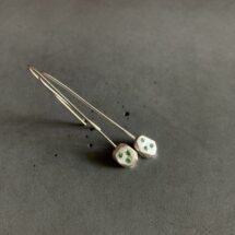 Green Amorphous - geometric dangling silver earrings with green tsavorite, MADE TO ORDER