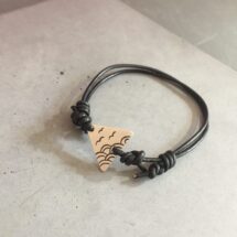 Silver men's bracelet 8 - jewelry for men, with adjustable leather strap and silver triangle - Sea