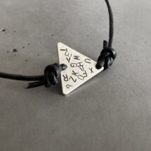 Silver men's bracelet 10. - Betűleves - jewelry for men, with adjustable leather strap and silver triangle