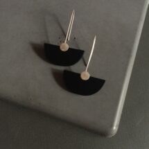 Black Fan – silver dangle earrings with plexiglass – designer jewelry