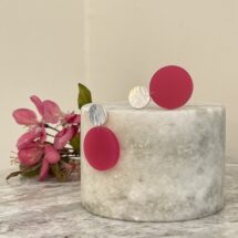 Pink Geometric – silver stud earrings with plexiglass – modern jewelry