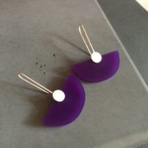 Violet Fan – silver dangle earrings with plexiglass – designer jewelry