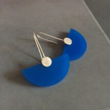 Blue Fan – silver dangle earrings with plexiglass – designer jewelry