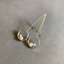 Magic Forest - round silver earrings with pearls - designer jewelry - MADE TO ORDER