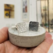 Rustic Cuff – silver cufflinks for men with a hammered surface – MADE TO ORDER