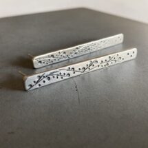 Blooming branch - long stud silver earrings with tree branch pattern - designer jewelry - MADE TO ORDER