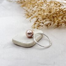 A pearl - thin silver ring with a large pearl - designer jewelry - MADE TO ORDER
