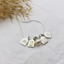RG Necklace – create your own – silver pendant, chain and pearl with gold accents – MADE TO ORDER
