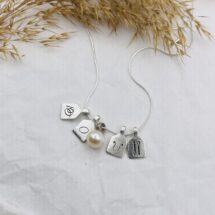 RG Necklace – create your own – silver pendant, chain and pearl with black accents – MADE TO ORDER