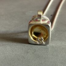 Our nest on golden evenings - silver necklace with tiny couple, gold plating inside - designer jewelry - MADE TO ORDER