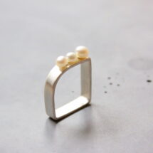 Sweet trio - cube ring with three freshwater pearls - MADE TO ORDER