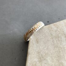 Blooming golden tree branch - silver ring with gold-plated tree branch pattern - designer jewelry - MADE TO ORDER