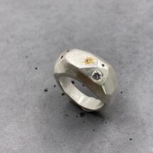 Star, or Badass – large, rustic silver ring with gemstones and star pattern – designer jewelry – MADE TO ORDER