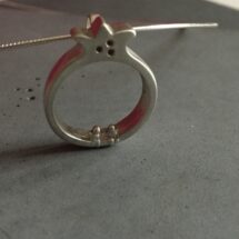 Couple in a pomegranate - silver necklace with tiny people and pomegranate stones - designer jewelry, MADE TO ORDER