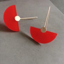 Red Fan – silver dangle earrings with plexiglass – designer jewelry