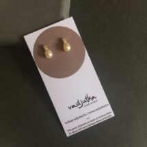 Cube with pearl - stud silver earrings