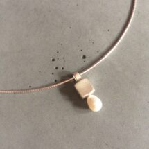 Cube and pearl - silver cube necklace with freshwater pearl