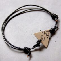 Silver men's bracelet with bear - jewelry for men, leather and silver triangle - for scar lovers - MADE TO ORDER