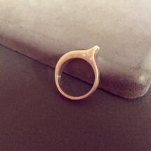 Three-eyed bird - silver, bird-shaped ring with three tiny diamonds - MADE TO ORDER