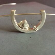 Moses and the Mountain - silver necklace with tiny white diamonds - contemporary jewelry, stories from the Old Testament - MADE TO ORDER