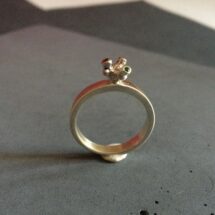 Growth - abstract, rustic silver ring with three tiny emeralds - made to order - designer jewelry