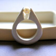 Gap - large silver ring with pearl - MADE TO ORDER