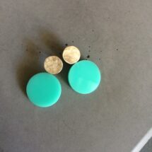 Turquoise Geometric – silver stud earrings with plexiglass – modern jewelry