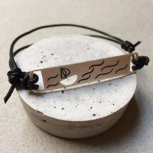 Sailboat silver men's bracelet - jewelry for men, leather and silver - Sailing - MADE TO ORDER